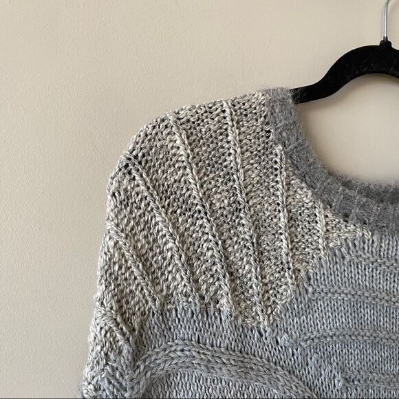 Nwot-Current Elliott Mixed Cable Knit Wool/Alpaca Blend Grey Metallic Sweater - Picture 4 of 9
